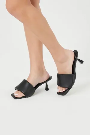 Faux Leather Square-Toe Heels