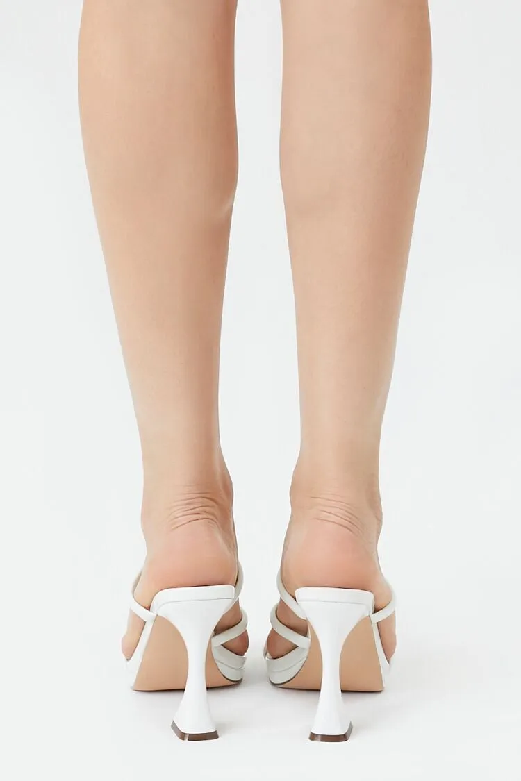 Faux Leather Strappy Spool Heels