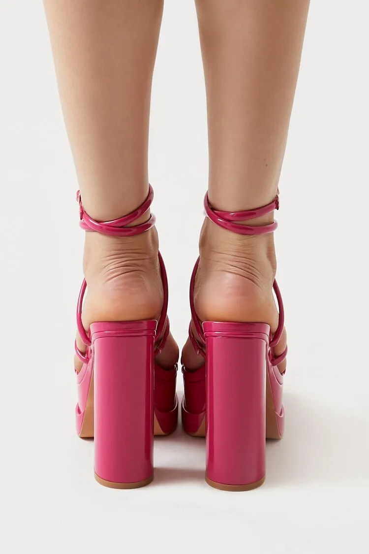 Faux Patent Leather Crisscross Heels