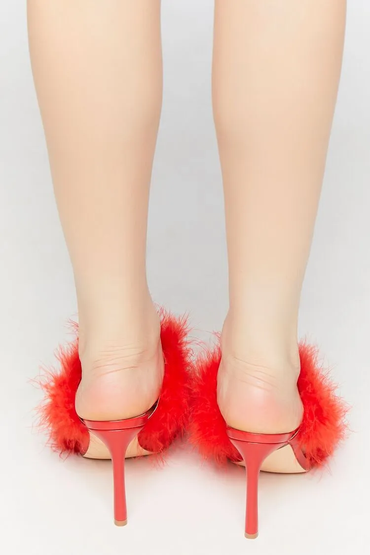 Feather Square-Toe Heels