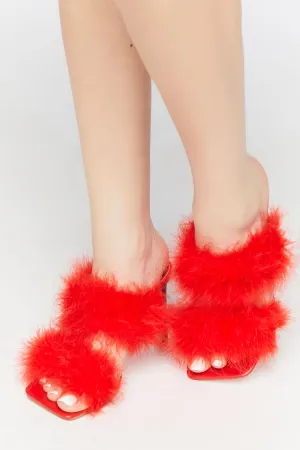 Feather Square-Toe Heels