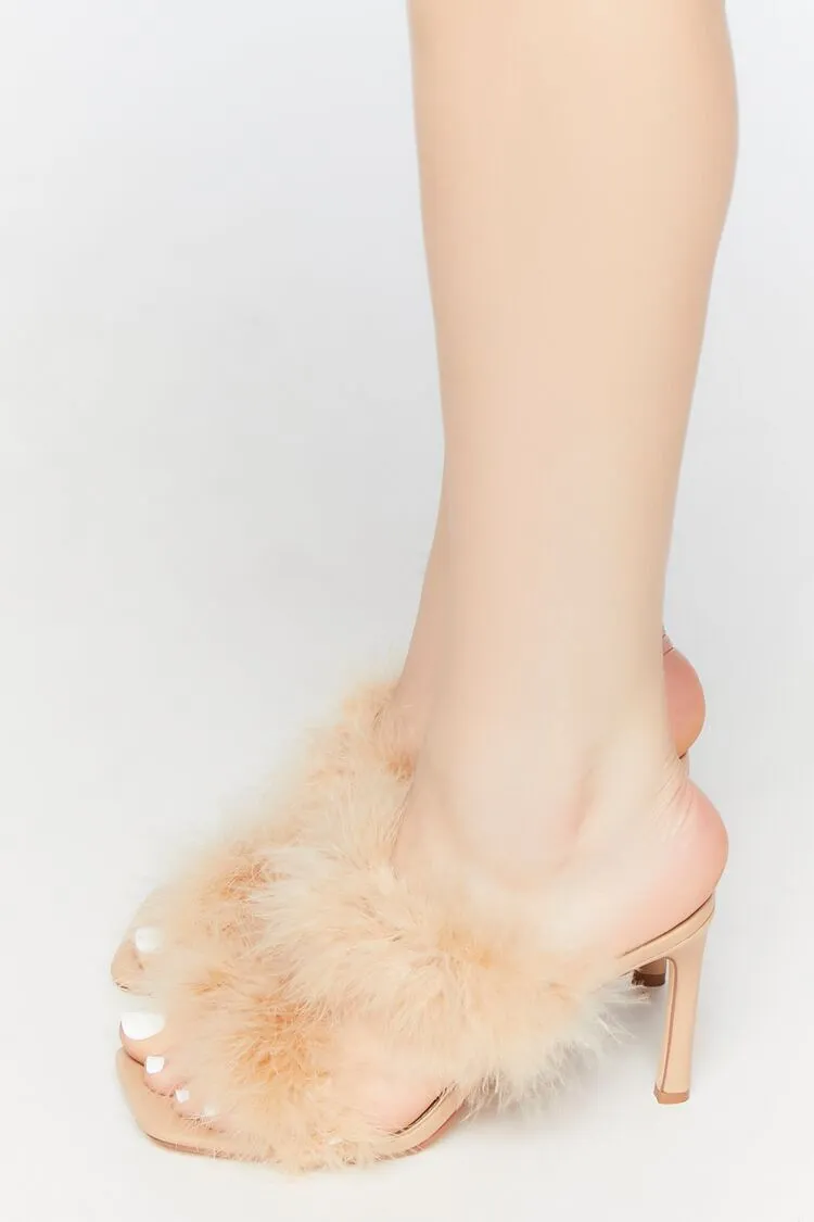 Feather Square-Toe Heels