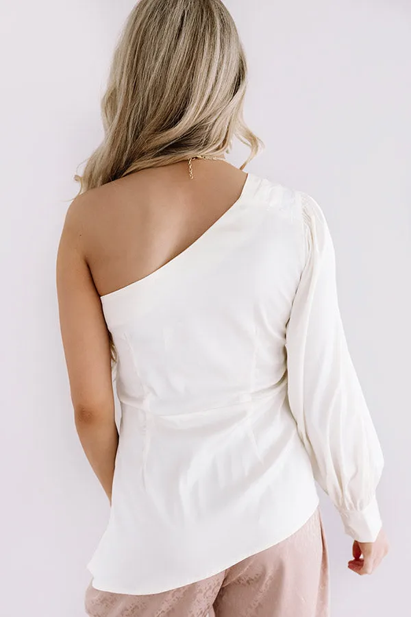 Front Page News Satin Top In Cream