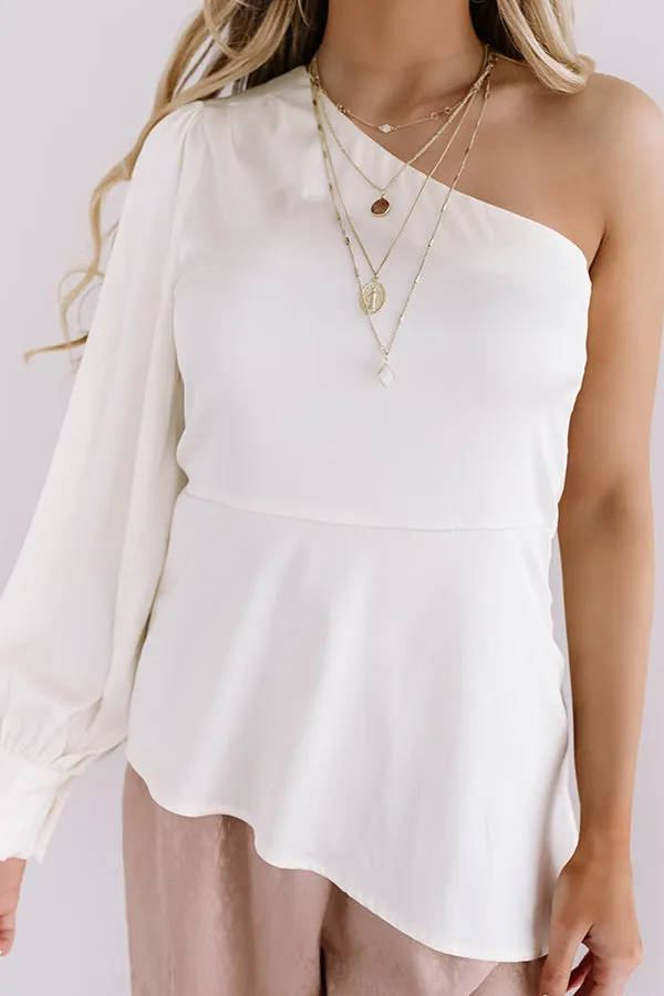 Front Page News Satin Top In Cream