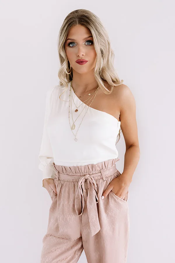 Front Page News Satin Top In Cream
