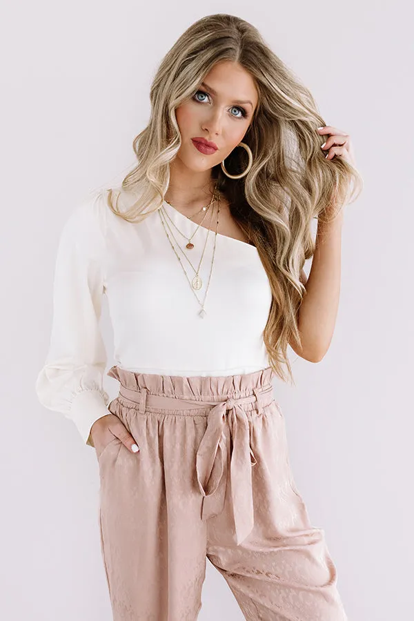 Front Page News Satin Top In Cream
