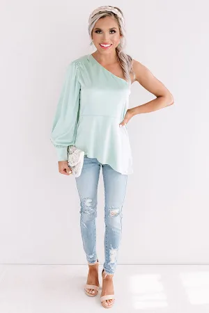 Front Page News Satin Top In Mint