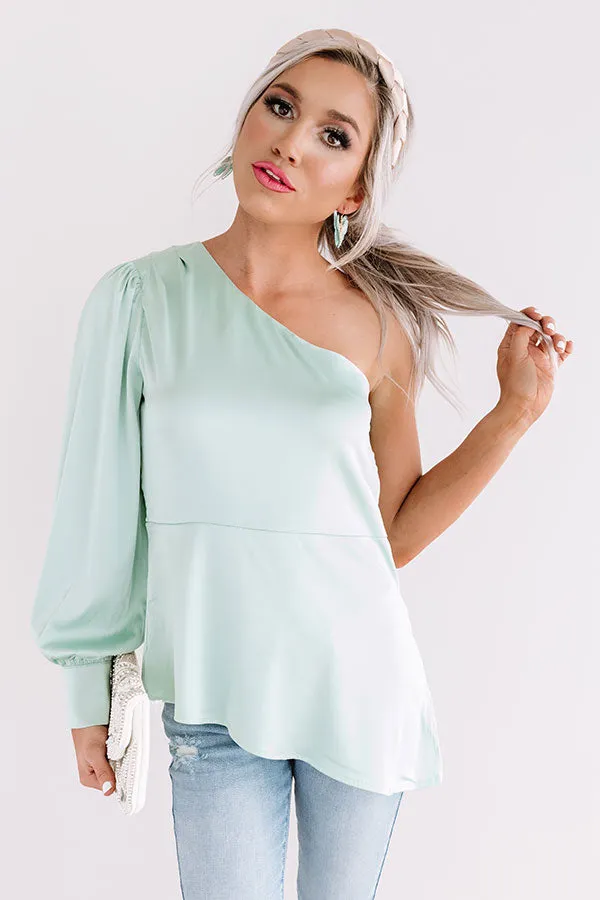 Front Page News Satin Top In Mint
