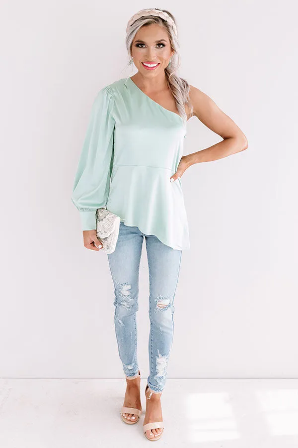 Front Page News Satin Top In Mint