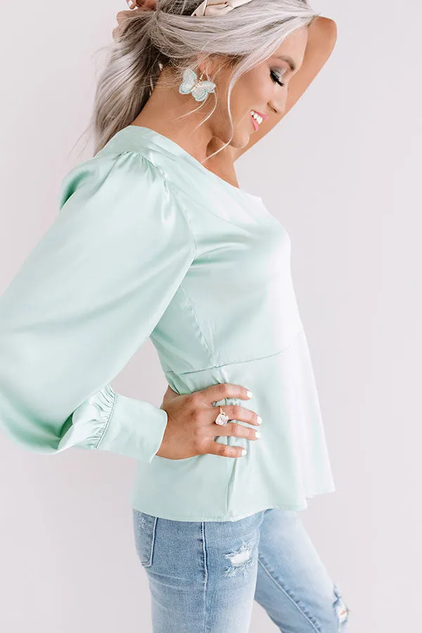Front Page News Satin Top In Mint