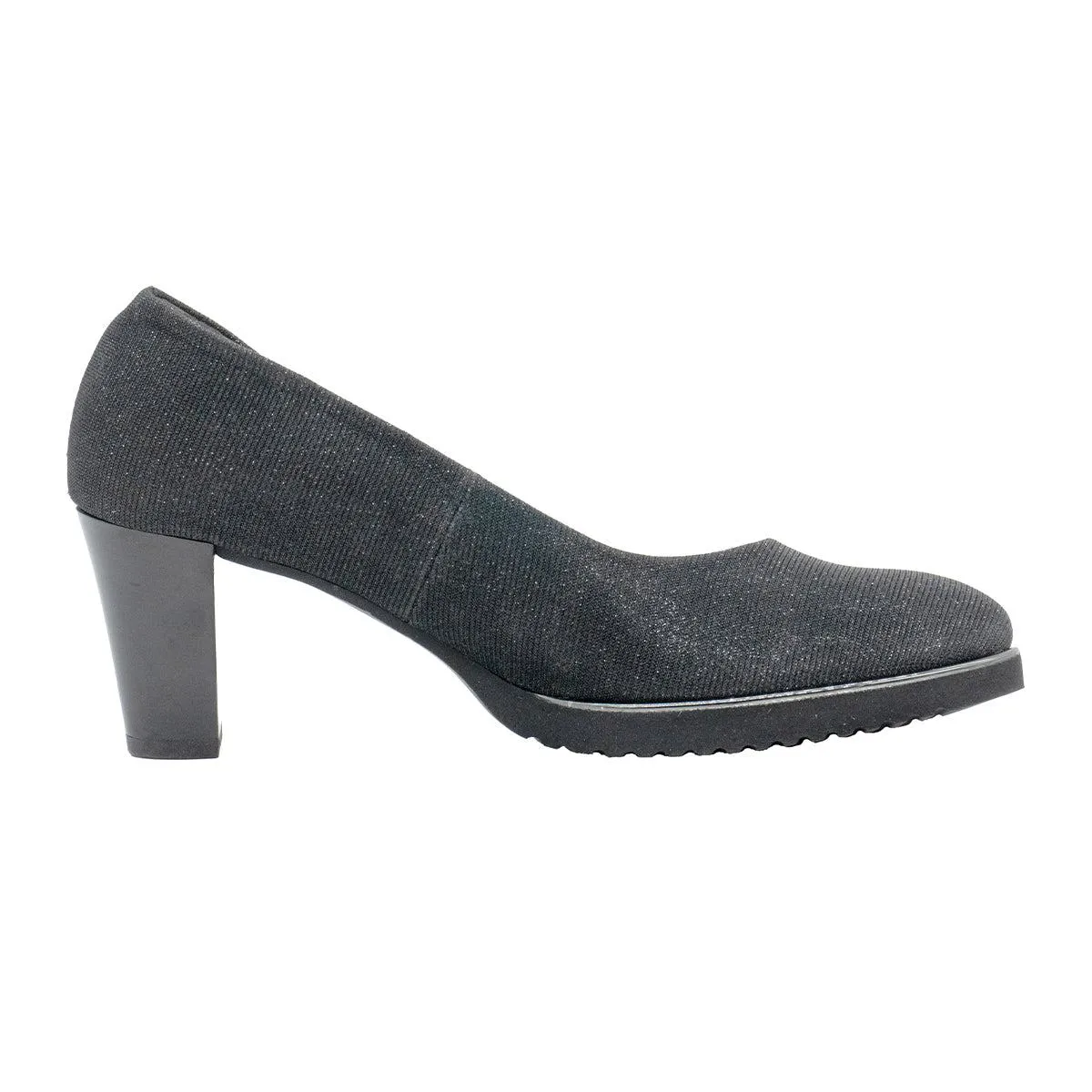 Gabor Glitter Almond Toe High-Heel Shoes Fabric Black Colour For Women