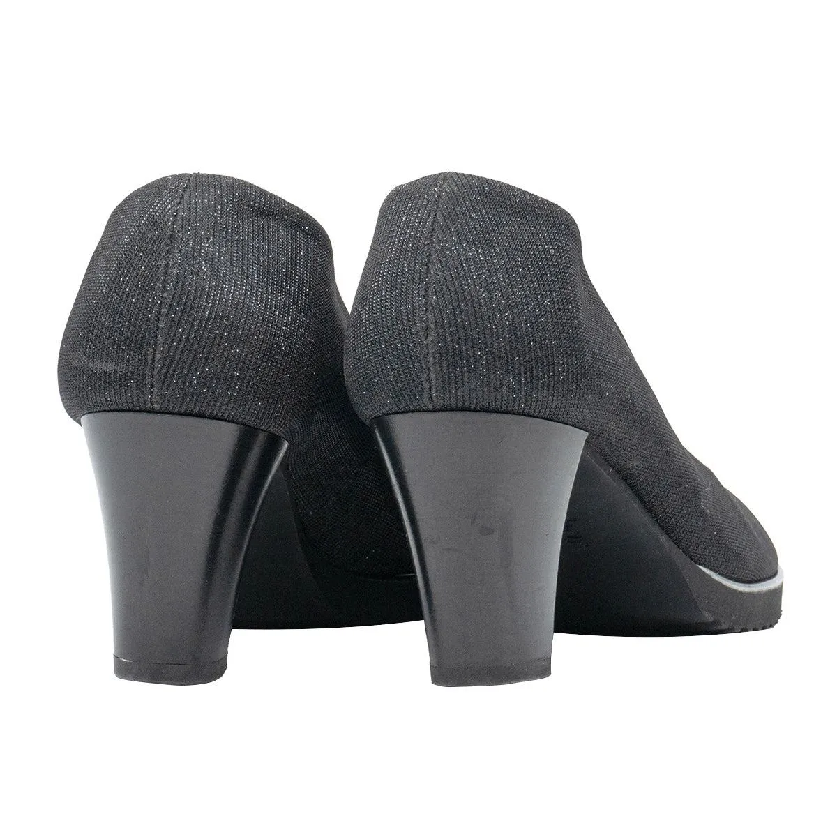 Gabor Glitter Almond Toe High-Heel Shoes Fabric Black Colour For Women