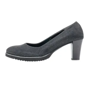 Gabor Glitter Almond Toe High-Heel Shoes Fabric Black Colour For Women