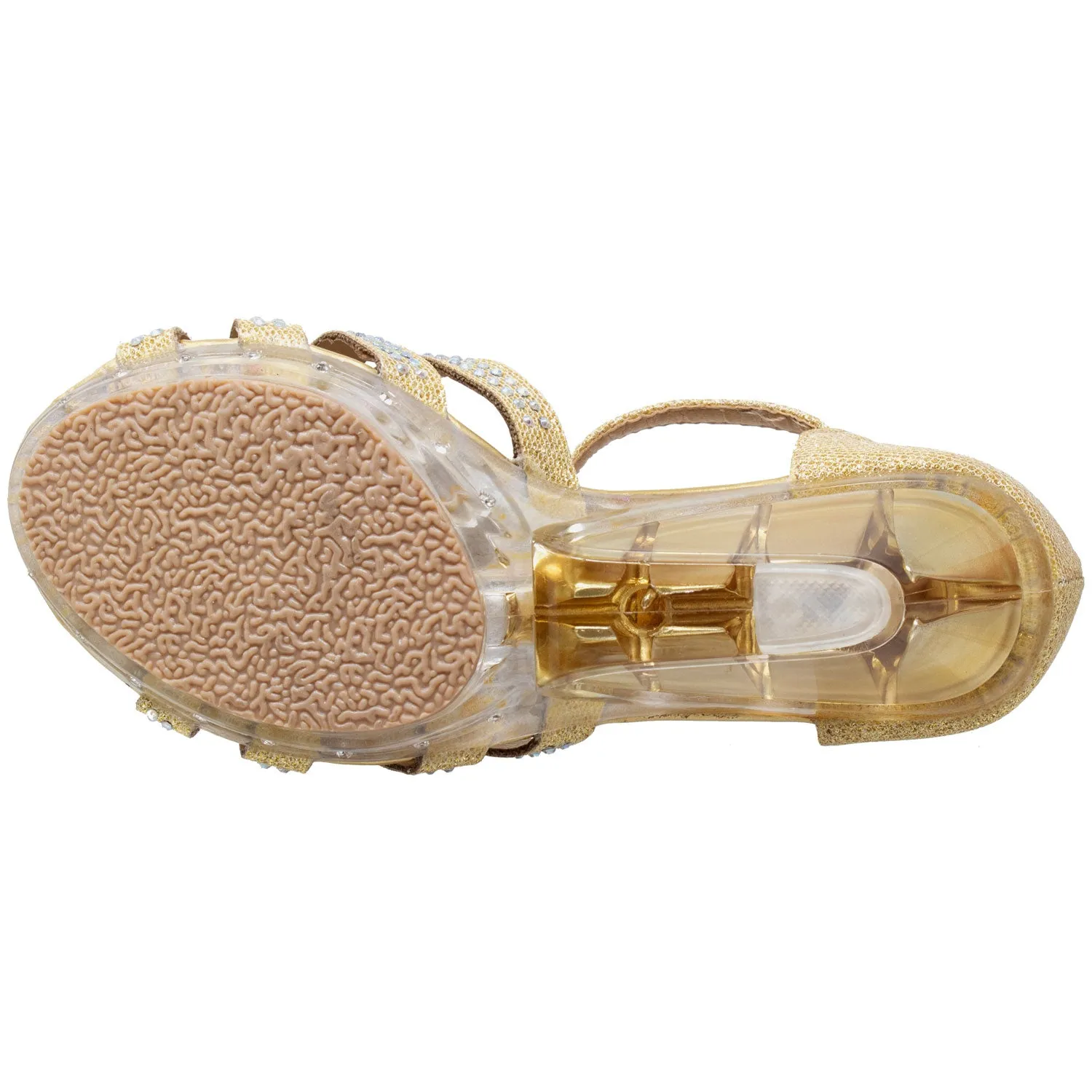 Generation Y Girl's T-Strap Beaded Glit Painted Wedge Sandal