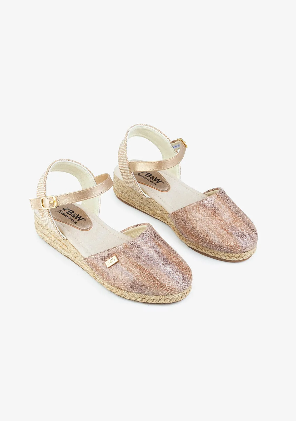 Girl's Beige Wedge Espadrilles