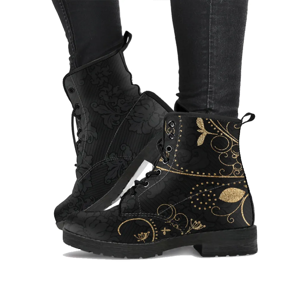 Gold Leaf Women's Vegan Leather Combat Boots