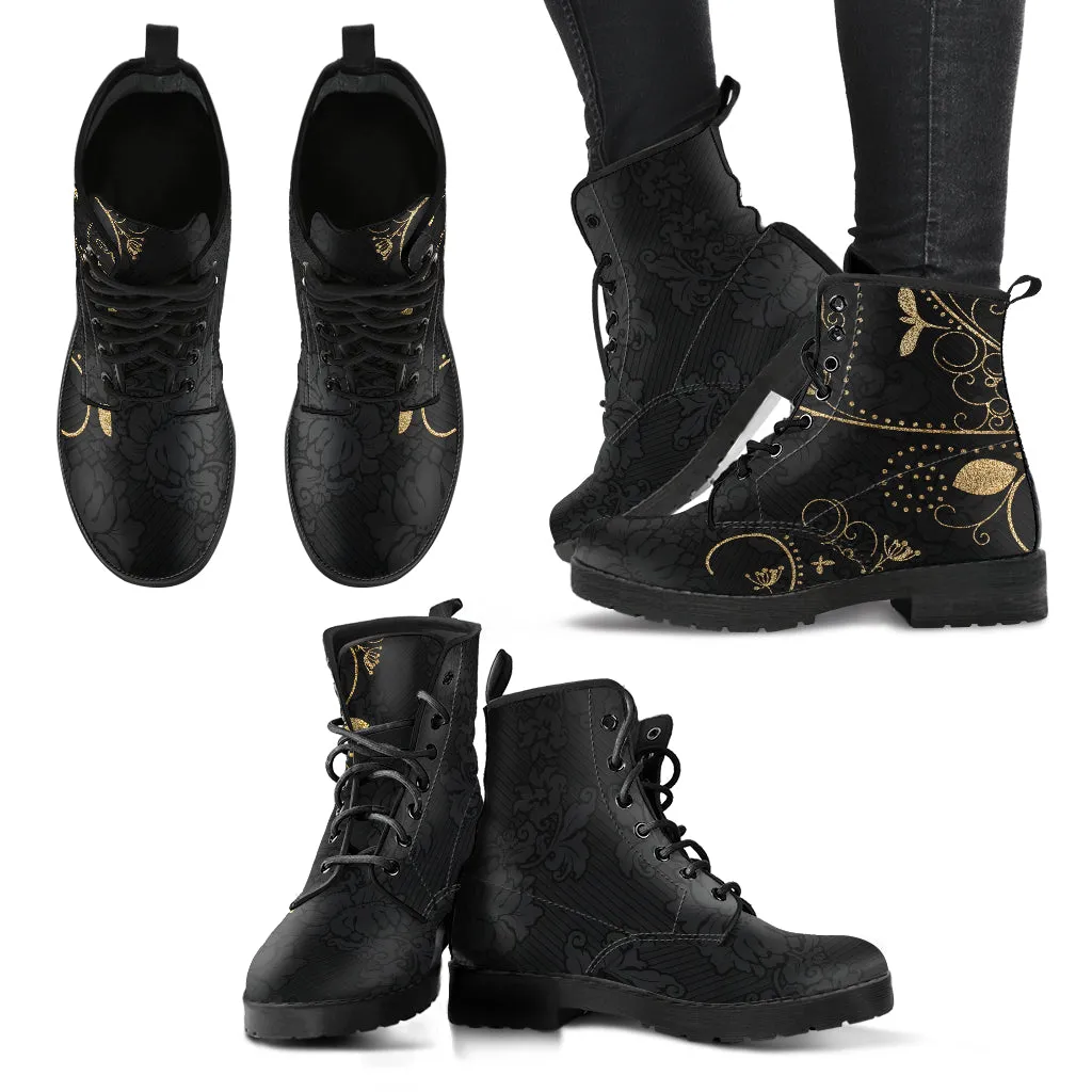 Gold Leaf Women's Vegan Leather Combat Boots