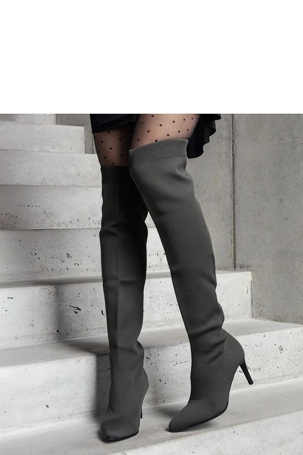 Green stiletto heeled boots