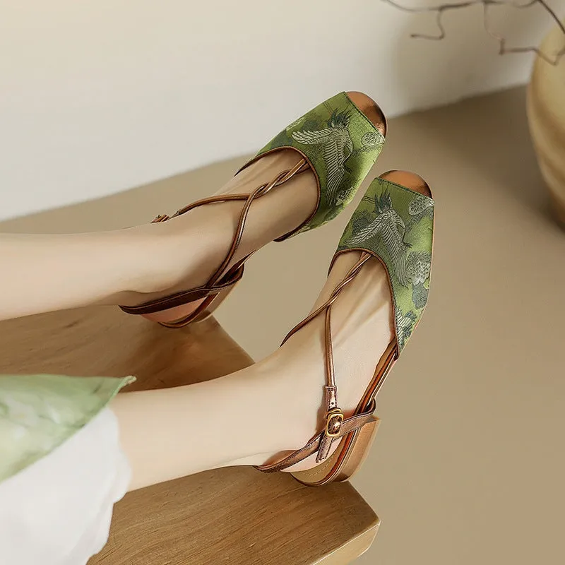 Handmade Leather T-Strap Sandals Round Toe Mary Jane Shoes For Women