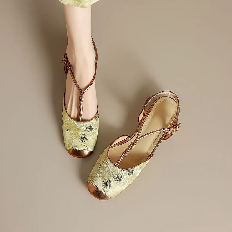 Handmade Leather T-Strap Sandals Round Toe Mary Jane Shoes For Women