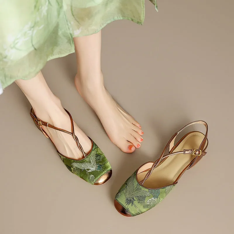 Handmade Leather T-Strap Sandals Round Toe Mary Jane Shoes For Women