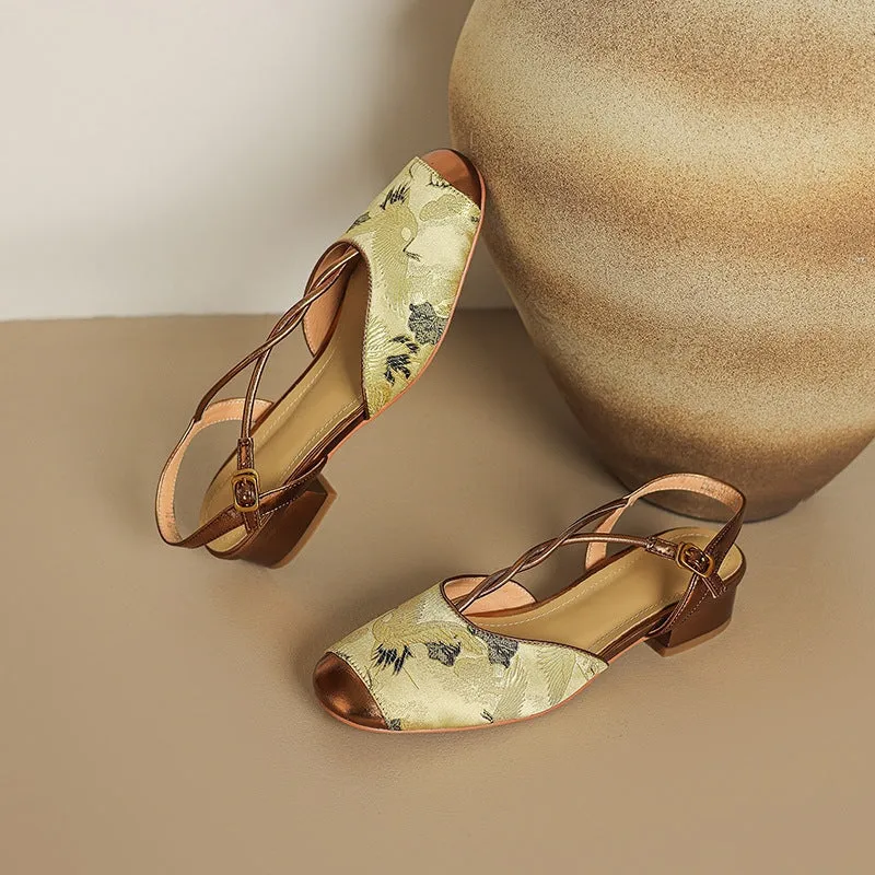 Handmade Leather T-Strap Sandals Round Toe Mary Jane Shoes For Women
