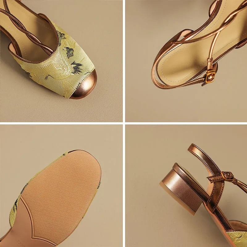 Handmade Leather T-Strap Sandals Round Toe Mary Jane Shoes For Women