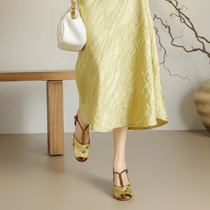 Handmade Leather T-Strap Sandals Round Toe Mary Jane Shoes For Women