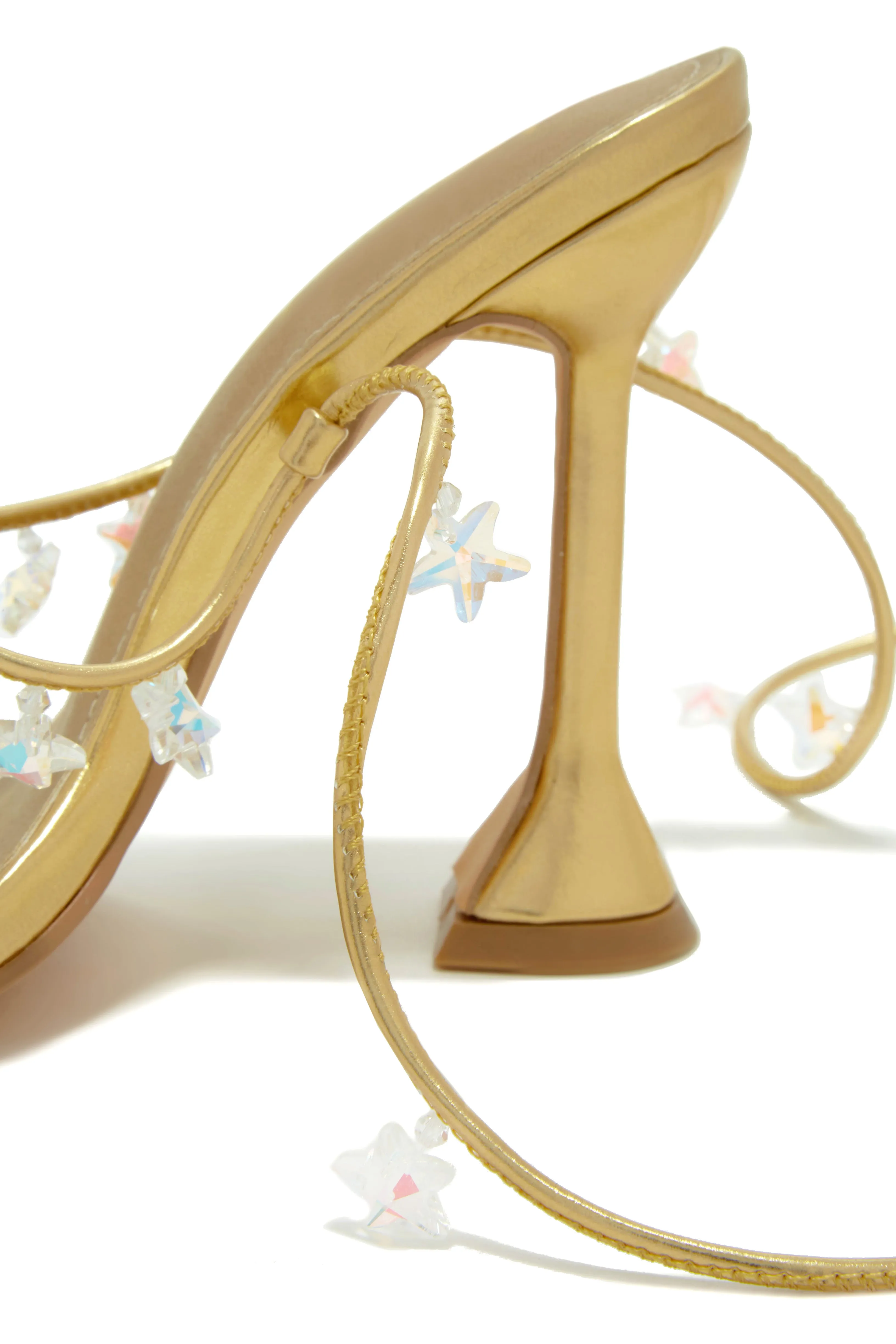 Haven Lace Up High Heels - Gold