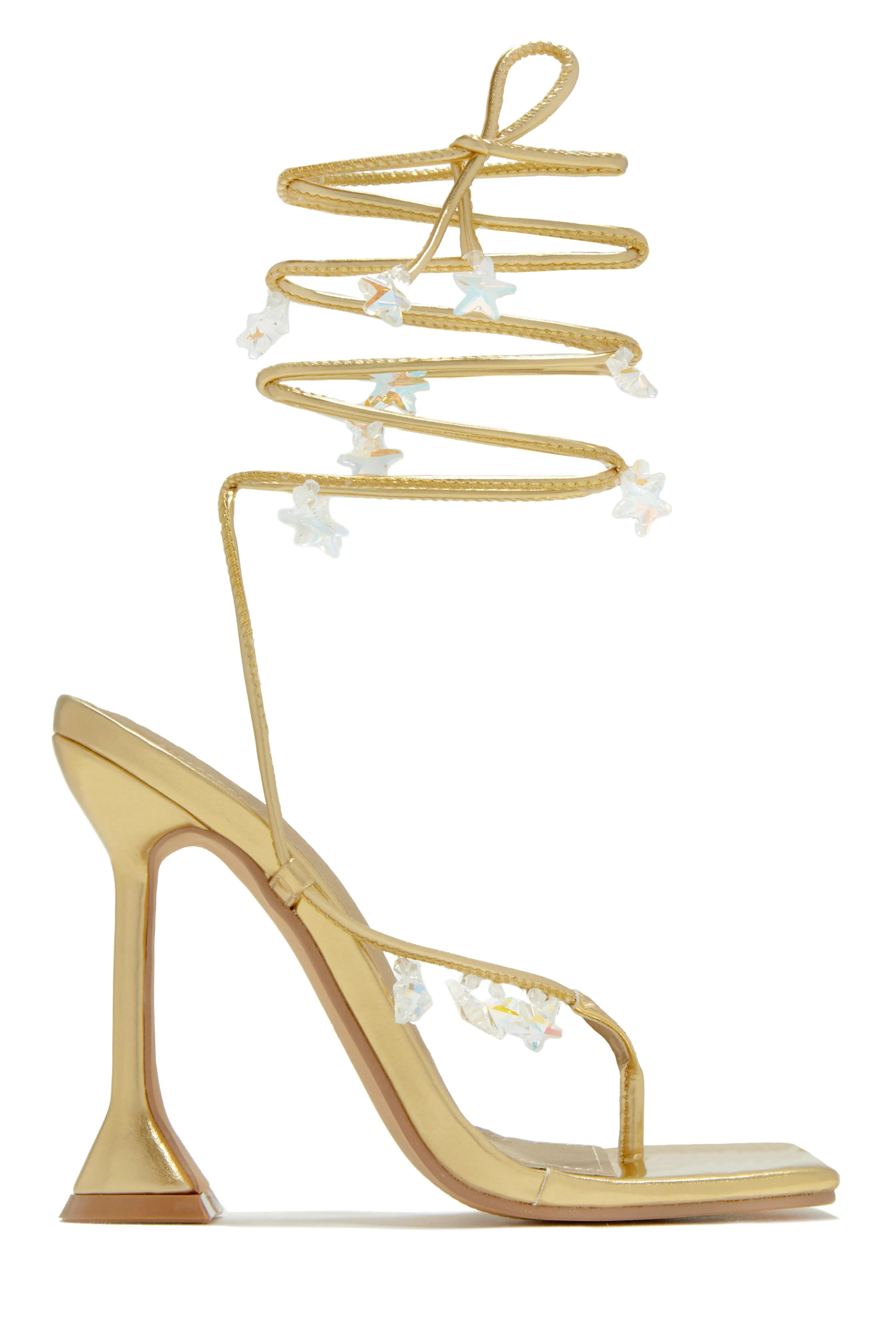 Haven Lace Up High Heels - Gold