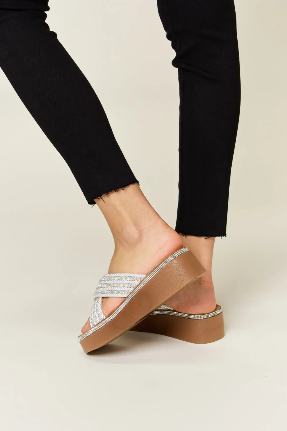 Hazel Blues® |  Forever Link Rhinestone Platform Wedge Sandals