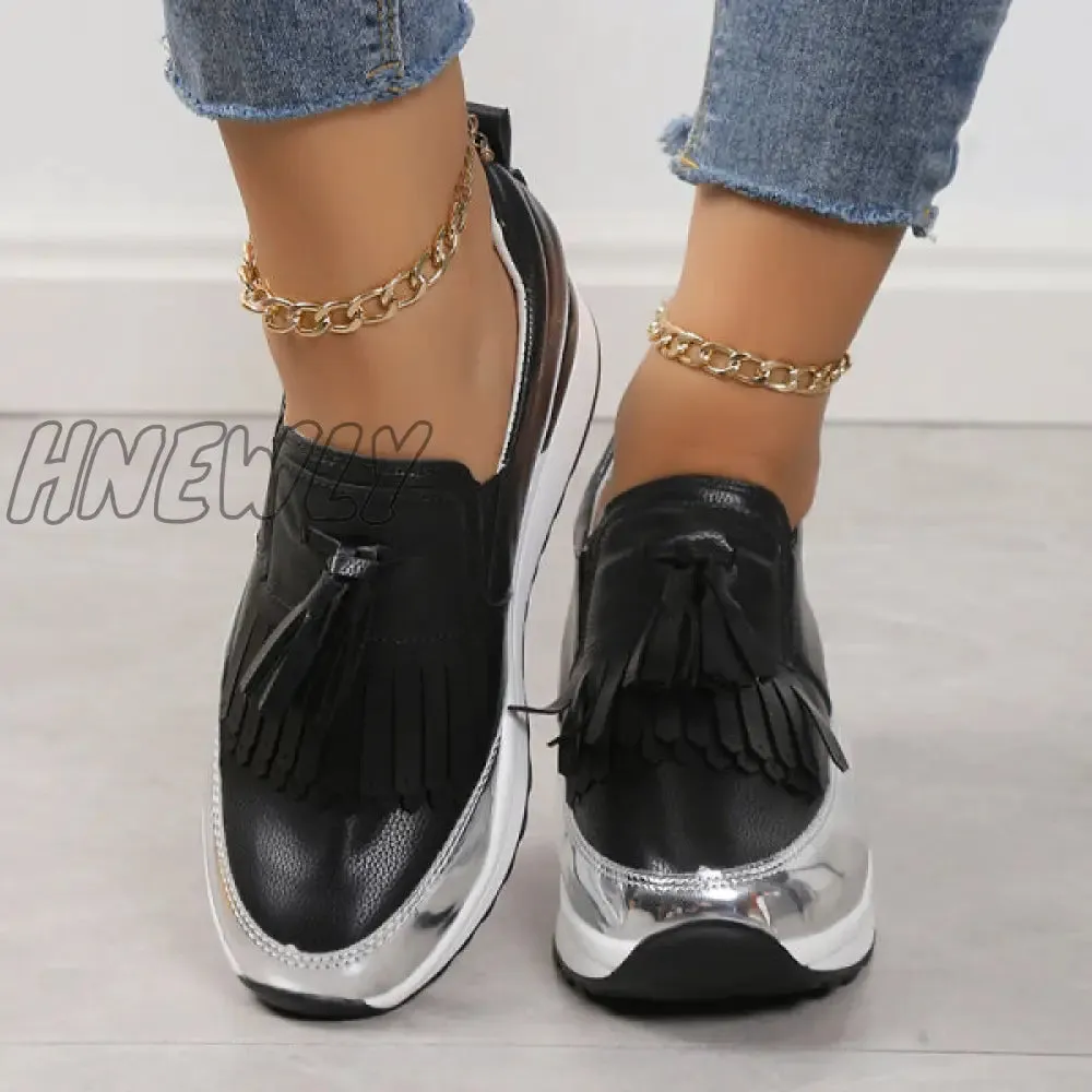 Hnewly - Black Casual Sportswear Patchwork Contrast Round Comfortable Out Door Shoes