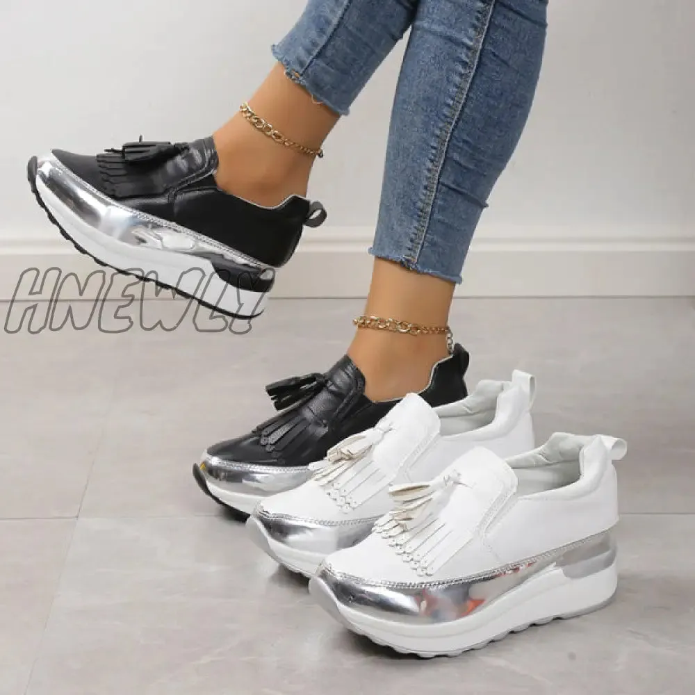 Hnewly - Black Casual Sportswear Patchwork Contrast Round Comfortable Out Door Shoes