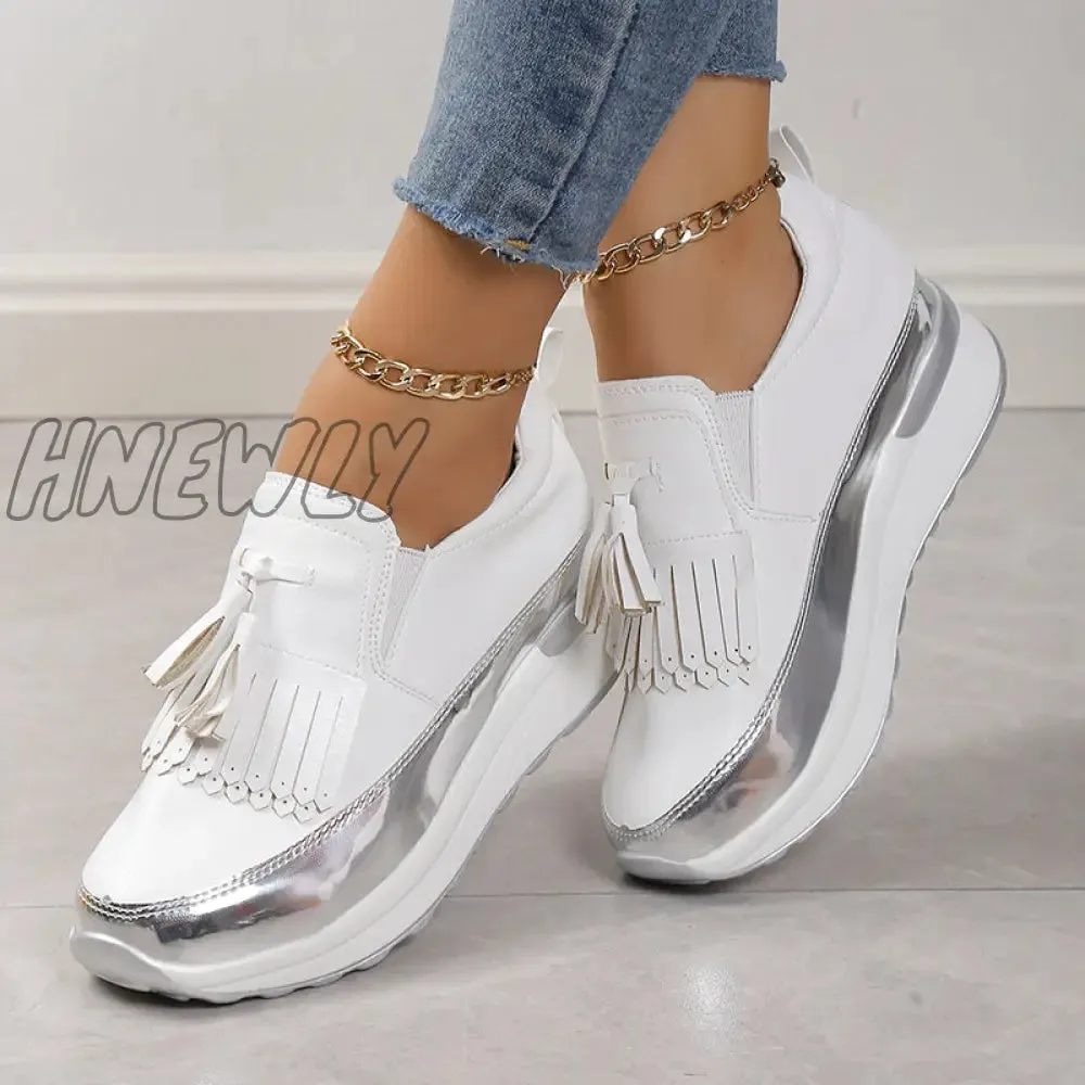Hnewly - Black Casual Sportswear Patchwork Contrast Round Comfortable Out Door Shoes