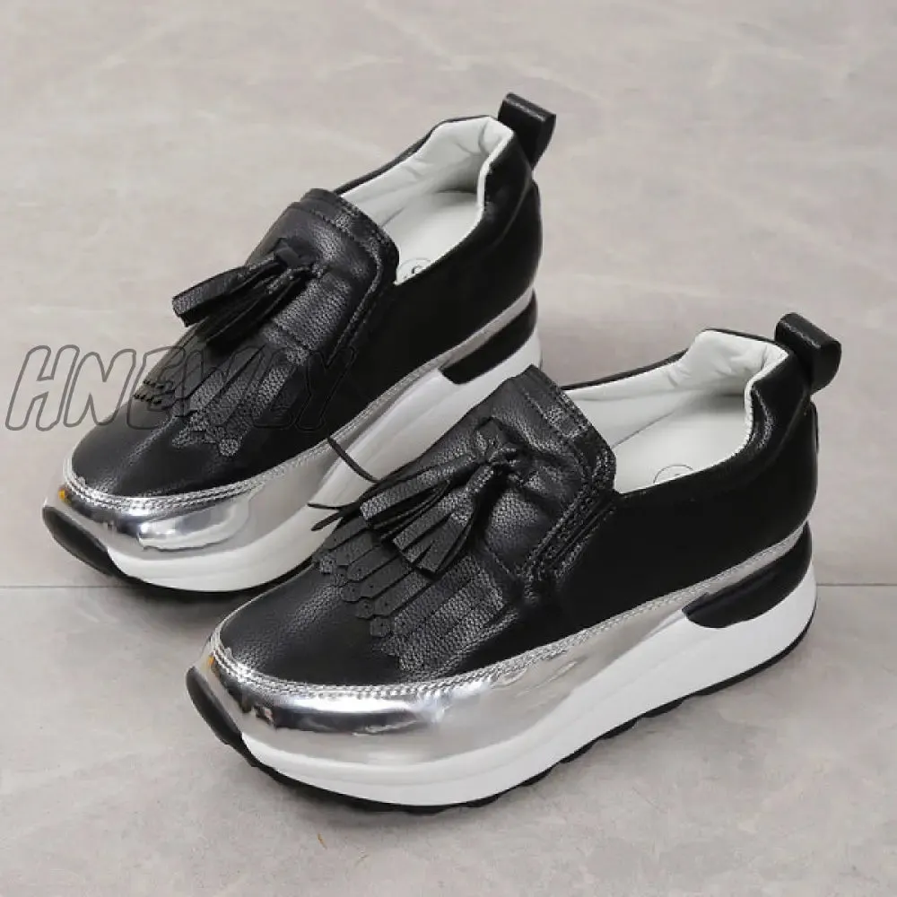 Hnewly - Black Casual Sportswear Patchwork Contrast Round Comfortable Out Door Shoes
