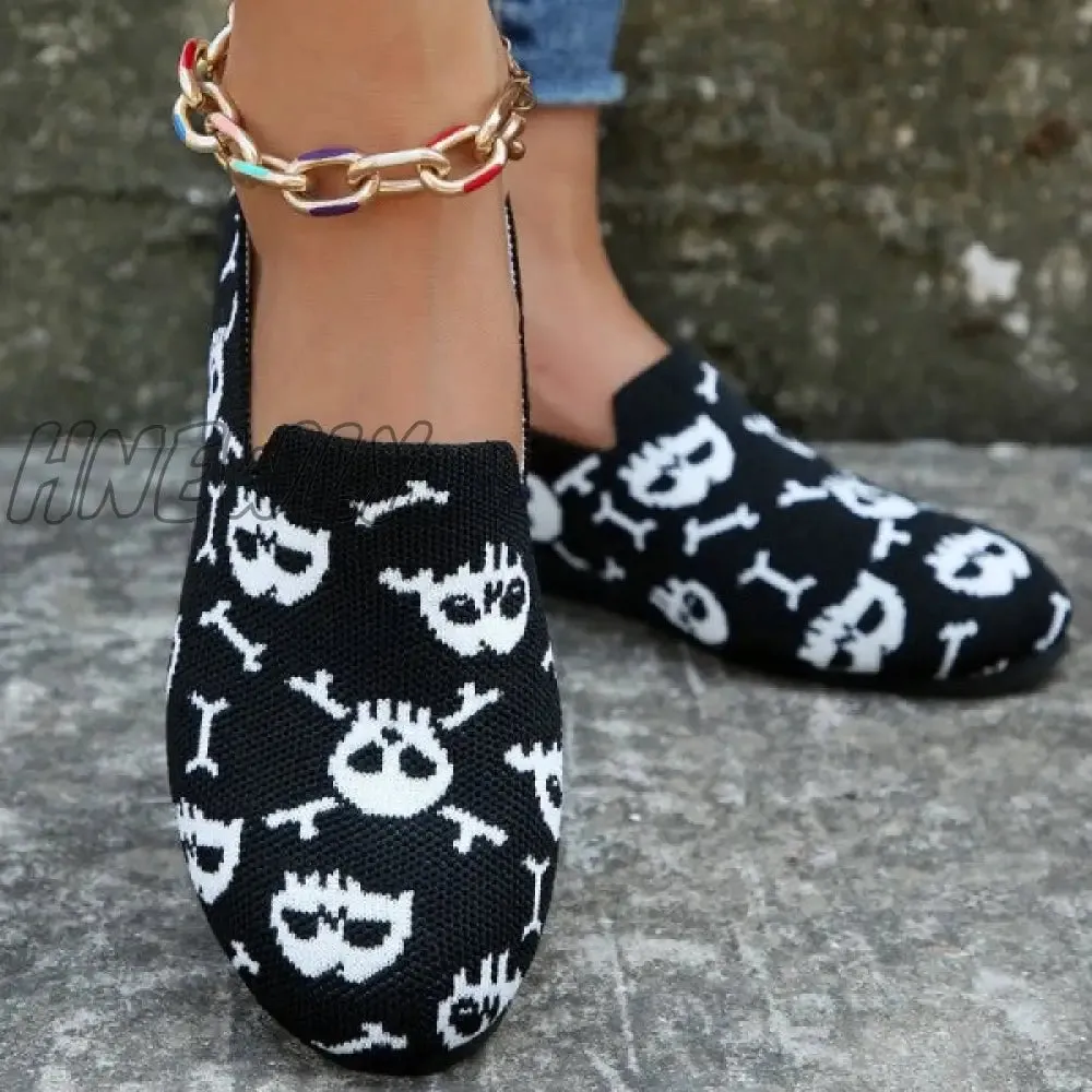 Hnewly - Halloween Black Casual Patchwork Round Comfortable Shoes