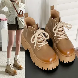 Hnzxzm Women's Boots 2024 Autumn/winter New Ins Trendy British Style Short Boots Korean Version Student Thick Bottom Single