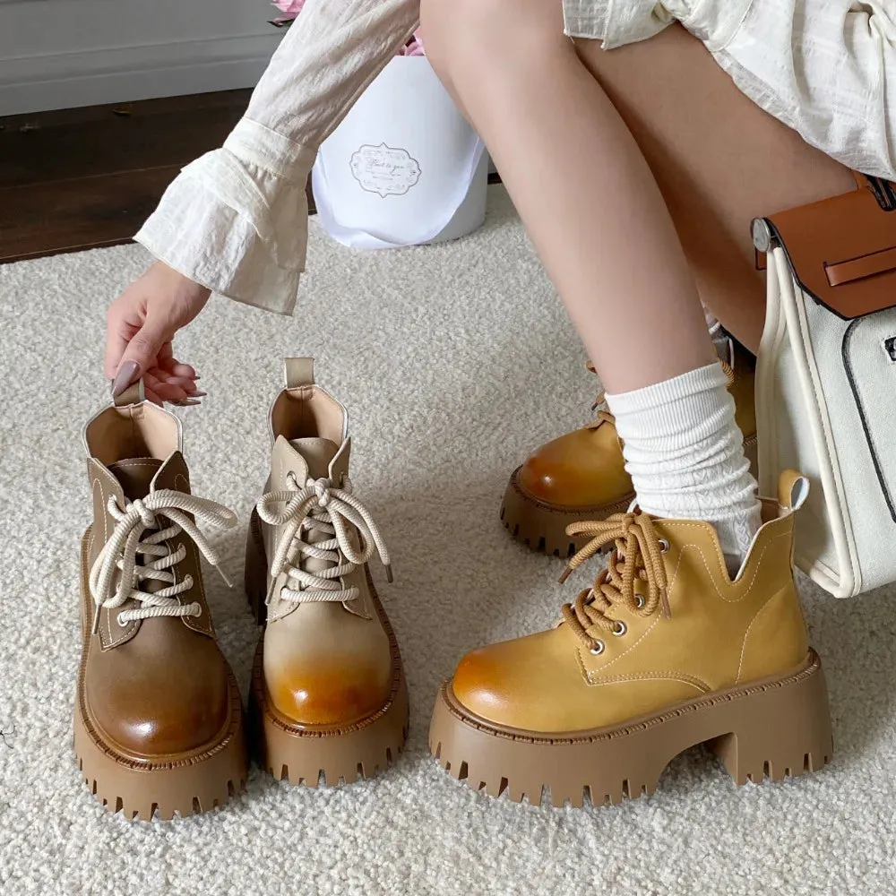 Hnzxzm Women's Boots 2024 Autumn/winter New Ins Trendy British Style Short Boots Korean Version Student Thick Bottom Single