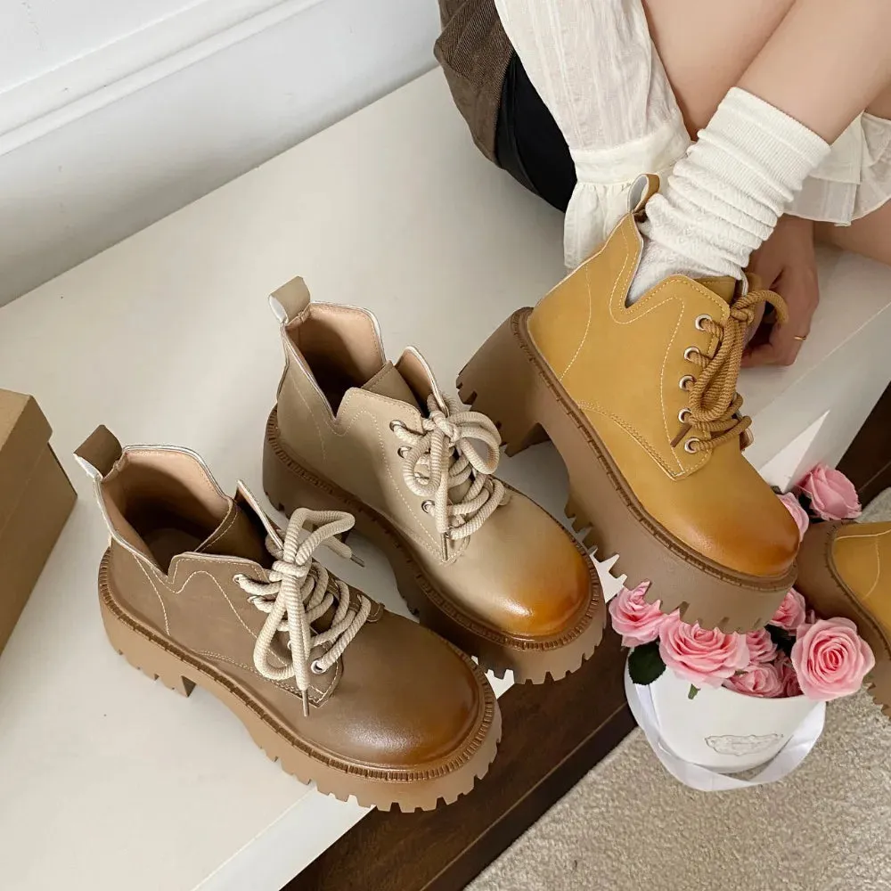 Hnzxzm Women's Boots 2024 Autumn/winter New Ins Trendy British Style Short Boots Korean Version Student Thick Bottom Single