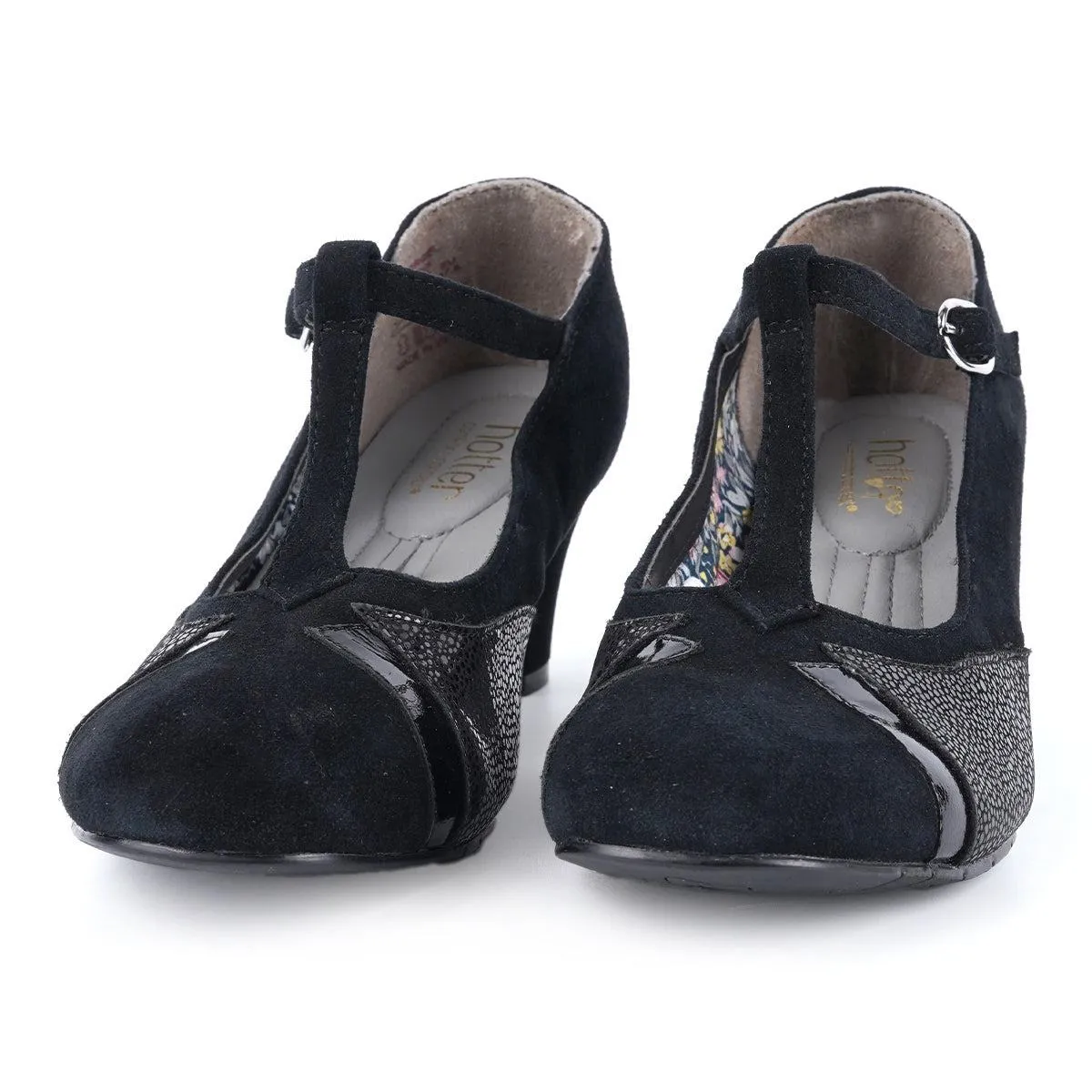 Hotter Pump High-Heel Shoes Suede Black Colour For Women