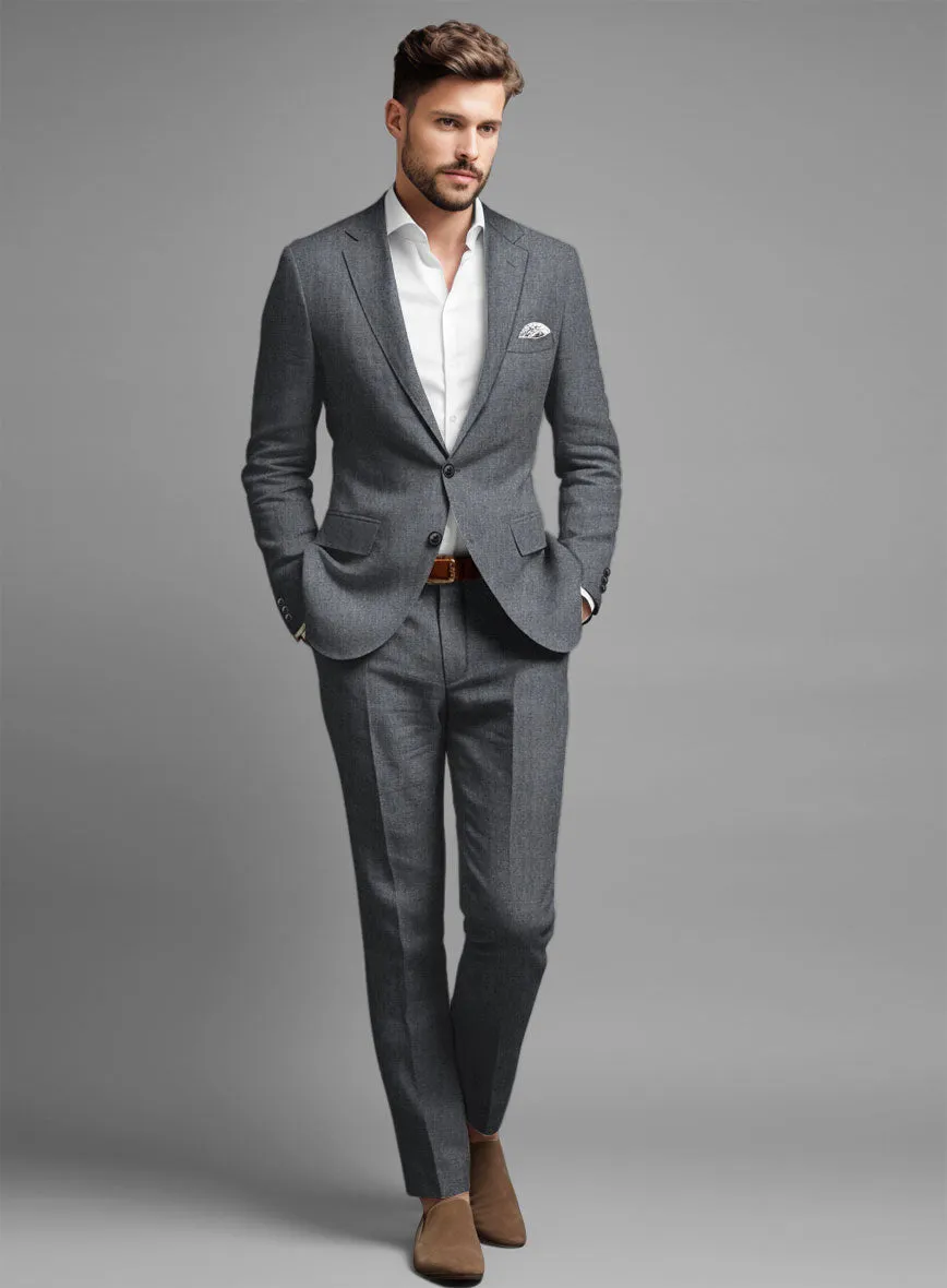 Italian Khyber Gray Blue Linen Suit