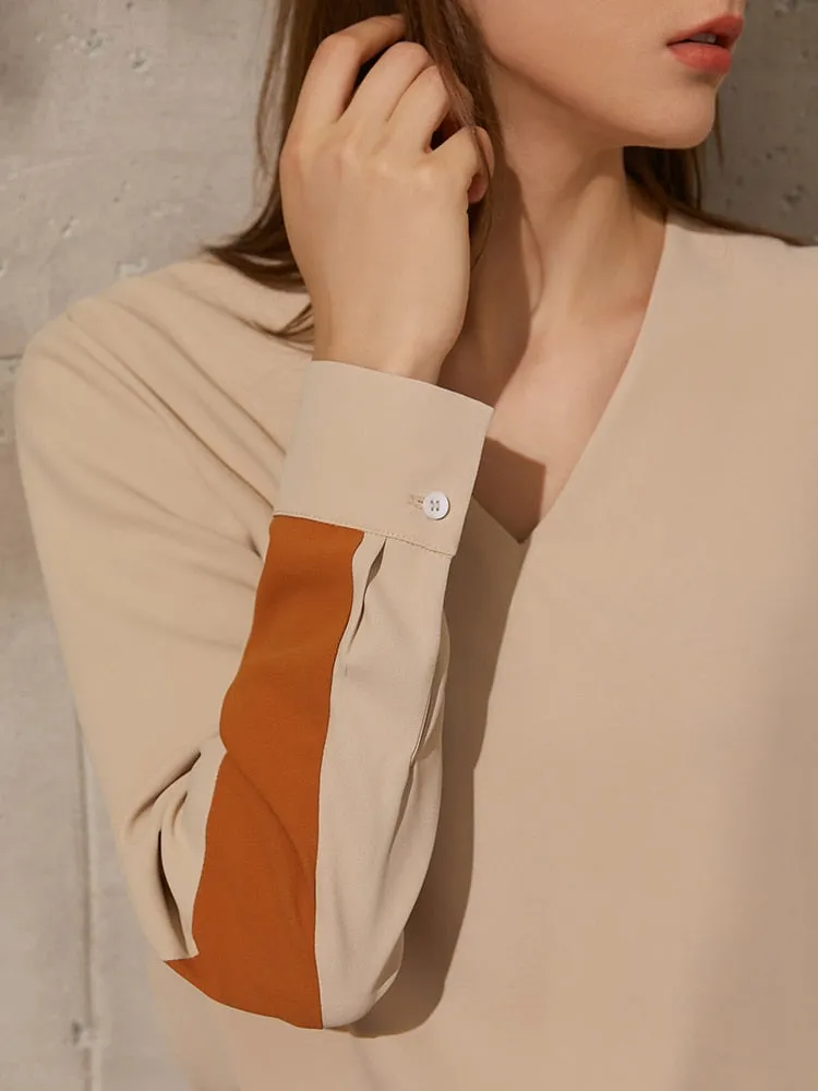 Joskaa Graduation Gift  AMII Minimalism Summer Blouse For Women Fashion Vneck Patchwork Women's Shirt Causal High Waist Loose Women's Pants 12130088