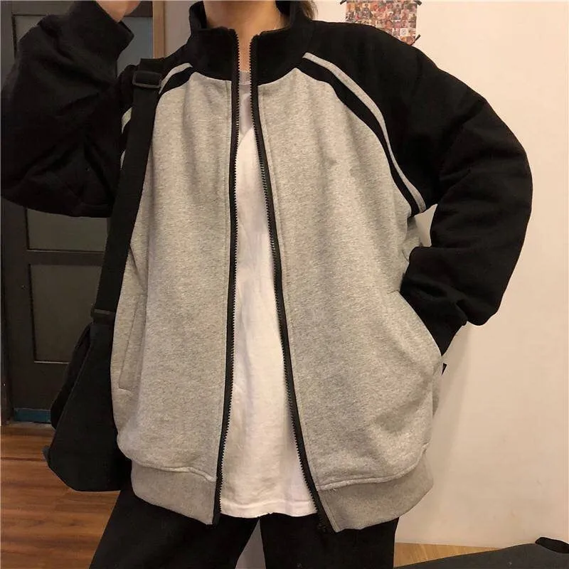 Joskaa Stitching Jacket Printed Leather Sleeves Korean Jacket Baseball Uniform Short Retro Clothes Women Y2k Hombre Top Veste Femme