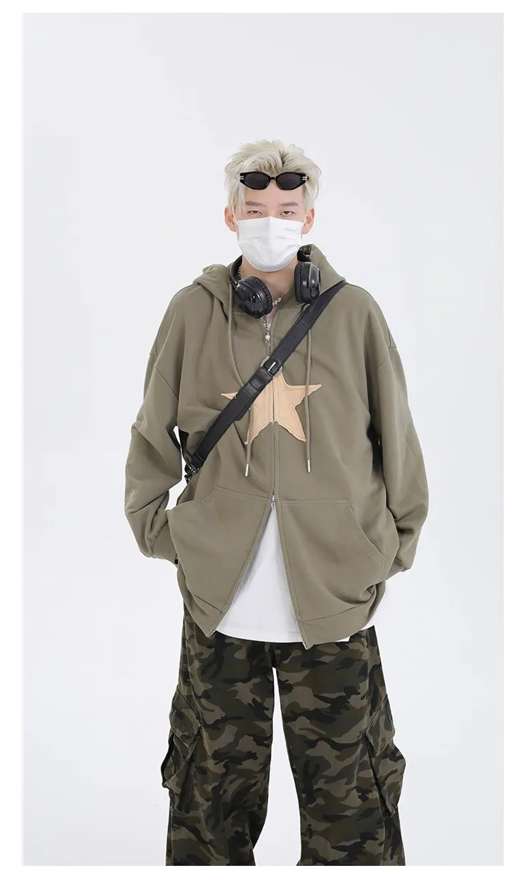 Joskaa Tawaaiw Autumn Vintage Hoodies Women Patchwork Loose Sweatshirts  American Retro Couple Hoodies Lovers Streetwear Grunge Tops