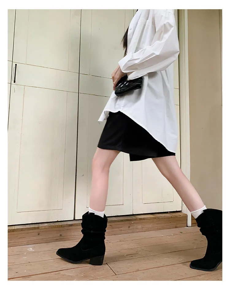 KalonBd sleeve Mid-Heel Stacked Boots