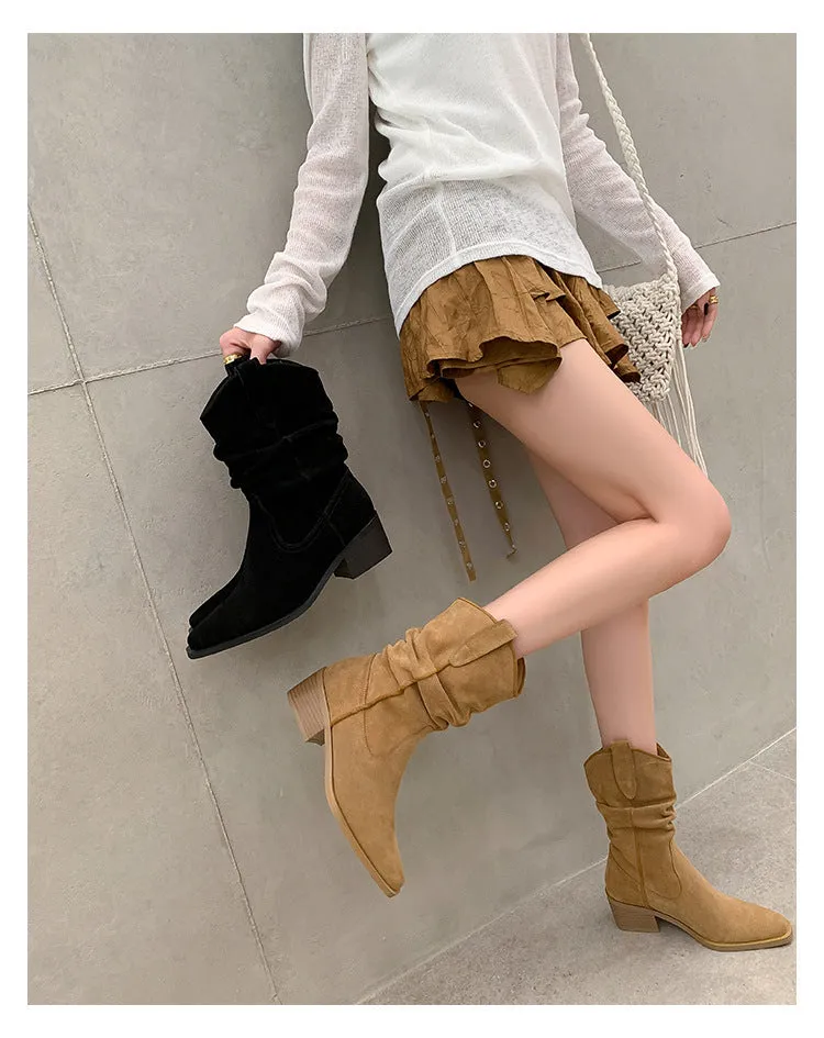 KalonBd sleeve Mid-Heel Stacked Boots