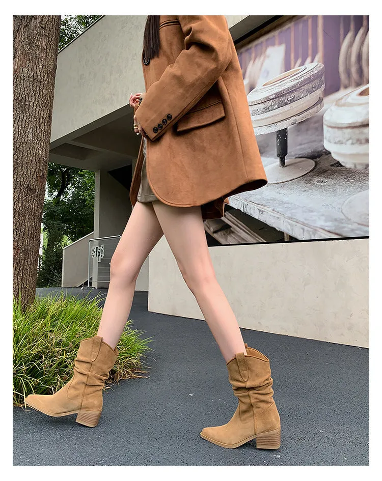 KalonBd sleeve Mid-Heel Stacked Boots