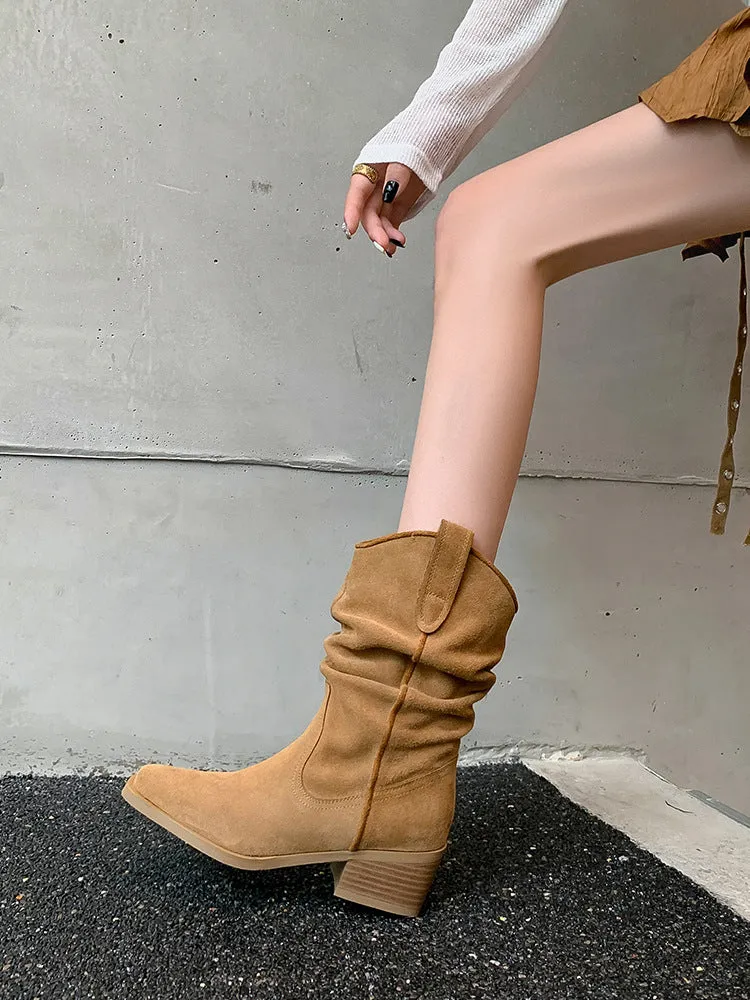 KalonBd sleeve Mid-Heel Stacked Boots