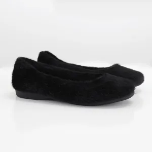 Kids Girl Faux Fur Flat Shoes,Black