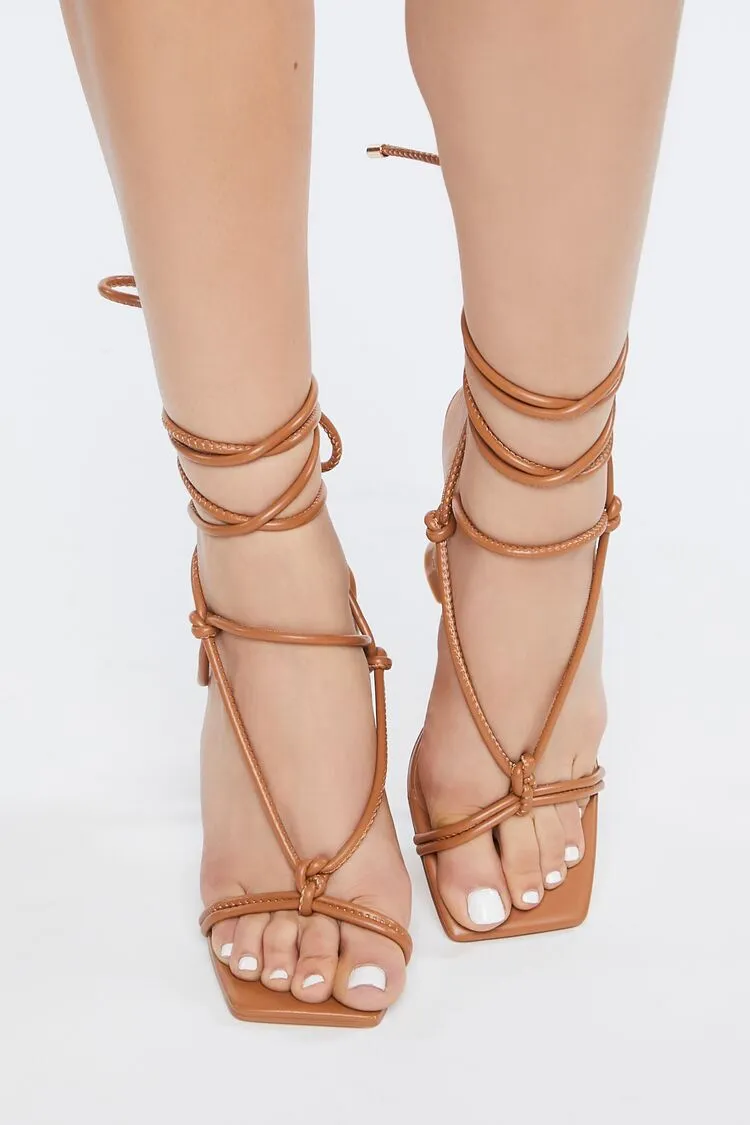 Knotted Strappy Open-Toe Heels